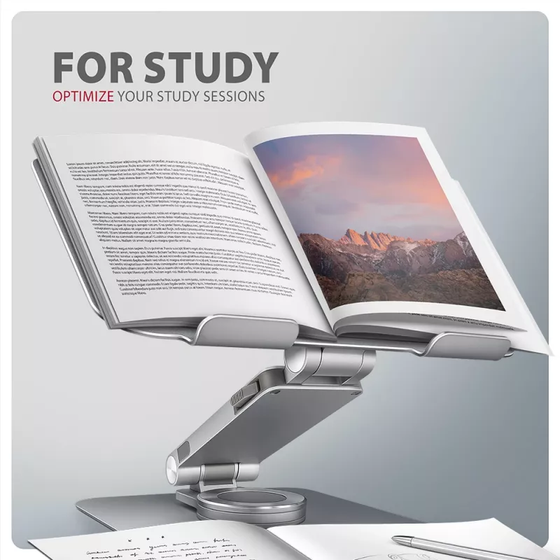 Axagon STND-LR Aluminiowa podstawka z obrotem 360° do laptopów 10″–17.3″. Regulowana wysokość i kąt.