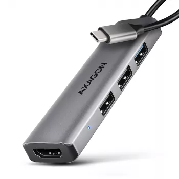 Axagon HMC-H3A USB 5Gbps hub, 3x USB-A, HDMI 4k/30Hz, 15cm kabel USB-C