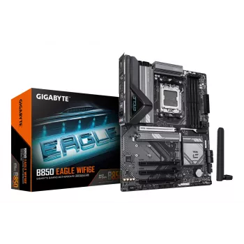 Płyta główna GIGABYTE B850 EAGLE WIFI6E - procesory AMD Ryzen 9000, 8+2+2 fazy cyfrowego VRM, do 8200MHz DDR5 (OC), 1xPCIe 5.0 + 2xPCIe 4.0 M.2, GbE LAN, WIFI 6E, USB 3.2 Gen 2
