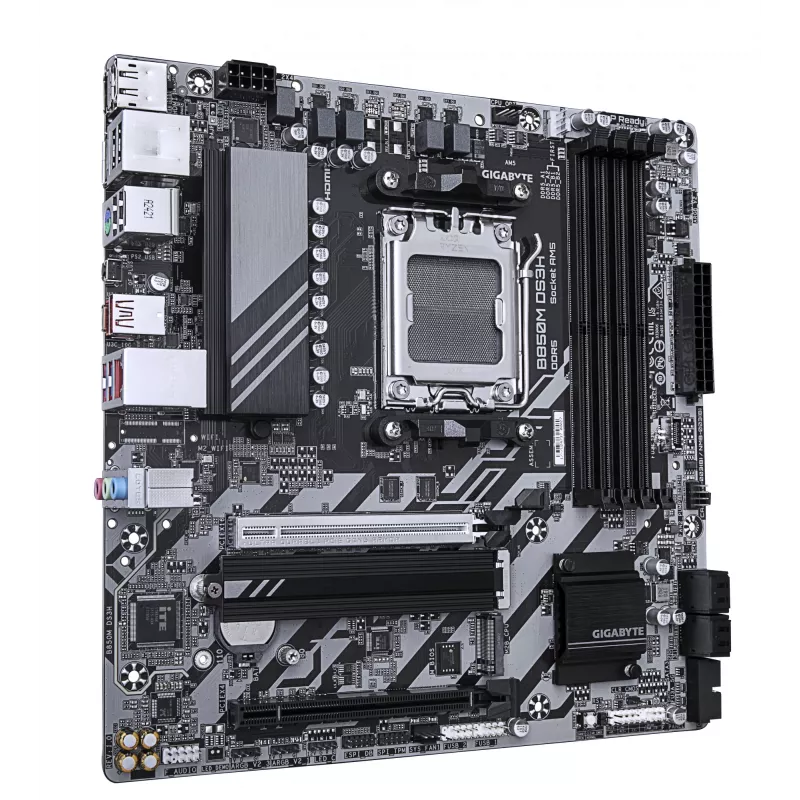 Płyta główna GIGABYTE B850M DS3H - procesory AMD Ryzen 9000 Series, 16+2+2 fazy cyfrowego VRM, do 8200MHz DDR5 (OC), 1xPCIe 5.0 + 1xPCIe 4.0 M.2, 2.5 LAN, USB 3.2 Gen 2