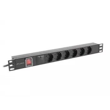 PDU Lanberg PDU-06F-0200-BK 6 gniazd AC 1U Czarny