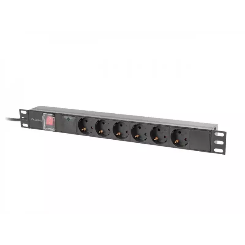 PDU Lanberg PDU-06F-0200-BK 6 gniazd AC 1U Czarny