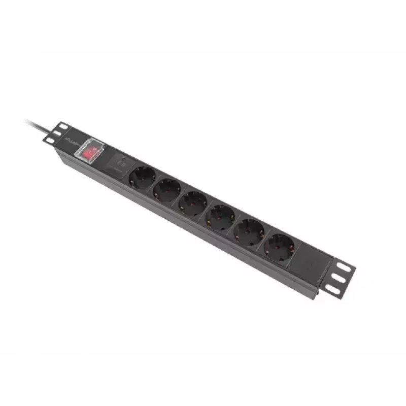 PDU Lanberg PDU-06F-0200-BK 6 gniazd AC 1U Czarny