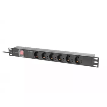PDU Lanberg PDU-06F-0200-BK 6 gniazd AC 1U Czarny