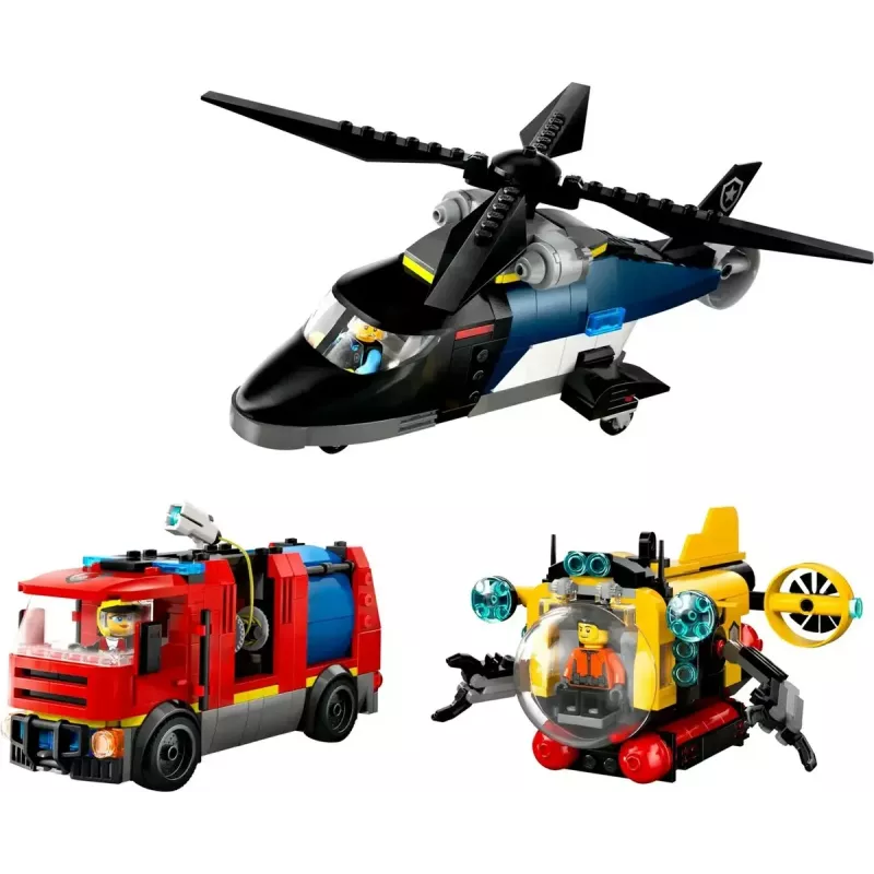 Zestaw konstrukcyjny LEGO City Zestaw kombinowany 60462 — Helikopter i wóz strażacki, 874 elementy, 3 minifigurki, wiek 7+