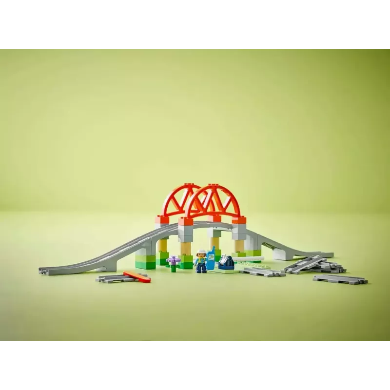 LEGO DUPLO Zestaw rozszerzający most kolejowy i tory 10426 – Most kolejowy i zakrzywione tory DUPLO dla małych dzieci