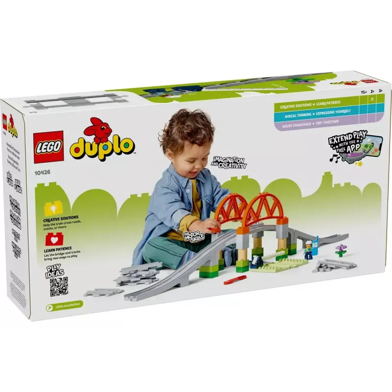 LEGO DUPLO Zestaw rozszerzający most kolejowy i tory 10426 – Most kolejowy i zakrzywione tory DUPLO dla małych dzieci
