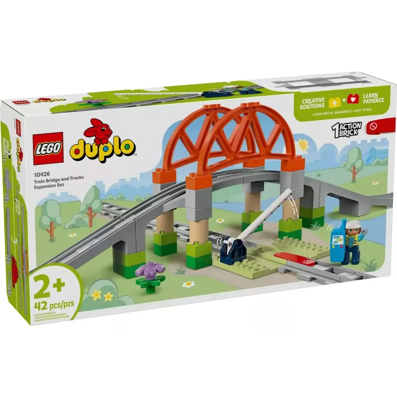 LEGO DUPLO Zestaw rozszerzający most kolejowy i tory 10426 – Most kolejowy i zakrzywione tory DUPLO dla małych dzieci