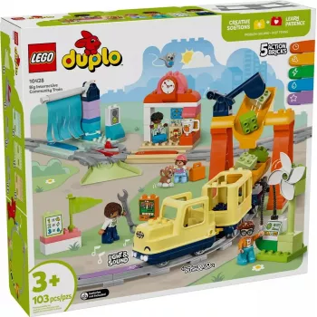 Zestaw kolejkowy dla dzieci LEGO DUPLO 10428 Big Interactive Community Train — duży interaktywny pociąg dla maluchów