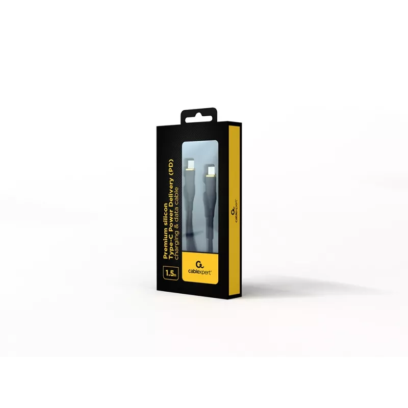GEMBIRD Premium Silicon Type-C Power Delivery (PD) Charging & Data kabel, 1.5m - Czarny