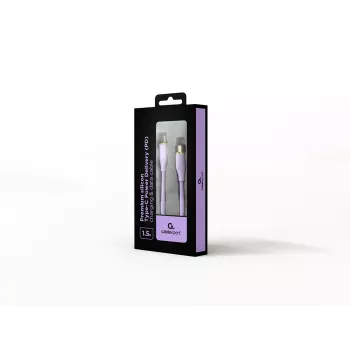 Kabel silikonowy GEMBIRD USB Type-C Power Delivery (PD) 60 W do ładowania i danych, 1,5 m, fioletowy