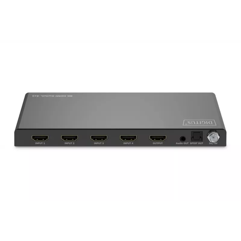 DIGITUS Przełącznik HDMI 4x1 - 8K/60 Hz (4:4:4), Toslink, Stereo, Sterowanie EDID