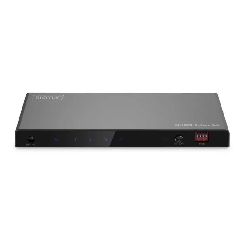 DIGITUS Przełącznik HDMI 4x1 - 8K/60 Hz (4:4:4), Toslink, Stereo, Sterowanie EDID