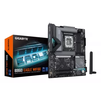Płyta główna GIGABYTE B860 EAGLE WIFI6E - procesory Intel Core Ultra Series, 12+1+2+1 faz VRM, do 9066MHz DDR5, 1xPCIe 5.0 + 2xPCIe 4.0 M.2, 2.5GbE LAN, WIFI 6E, USB 3.2 Gen 2x2