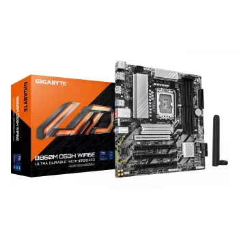 Płyta główna GIGABYTE B860M DS3H WIFI6E - procesory Intel Core Ultra Series, 5+1+2+1 faz VRM, do 9066MHz DDR5, 1xPCIe 5.0 + 1xPCIe 4.0 M.2, 2.5GbE LAN, WIFI 6E, USB 3.2 Gen 2