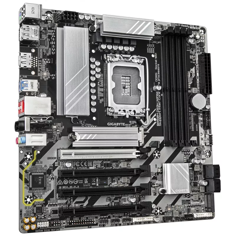 Płyta główna GIGABYTE B860M DS3H WIFI6E - procesory Intel Core Ultra Series, 5+1+2+1 faz VRM, do 9066MHz DDR5, 1xPCIe 5.0 + 1xPCIe 4.0 M.2, 2.5GbE LAN, WIFI 6E, USB 3.2 Gen 2