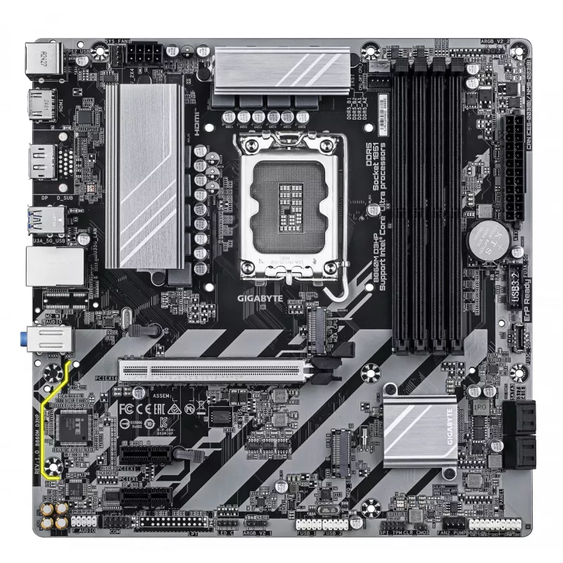 Płyta główna GIGABYTE B860M D3HP - procesory Intel Core Ultra Series, 4+1+2+1 faz VRM, do 9066MHz DDR5, 2xPCIe 4.0 M.2, GbE LAN, USB 3.2 Gen 1