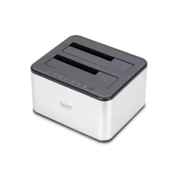 DIGITUS Stacja dokująca SATA USB 3.0 – 2-portowa dla dysków 2,5 cala / 3,5 cala SSD/HDD z funkcją klonowania