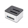 DIGITUS Stacja dokująca SATA USB 3.0 – 2-portowa dla dysków 2,5 cala / 3,5 cala SSD/HDD z funkcją klonowania