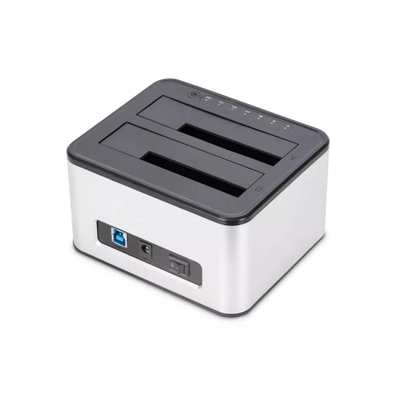 DIGITUS Stacja dokująca SATA USB 3.0 – 2-portowa dla dysków 2,5 cala / 3,5 cala SSD/HDD z funkcją klonowania