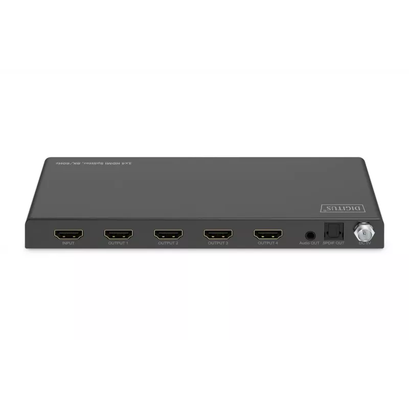 DIGITUS 1x4 HDMI Splitter 8K/60Hz (4:4:4) Toslink Stereo EDID Control