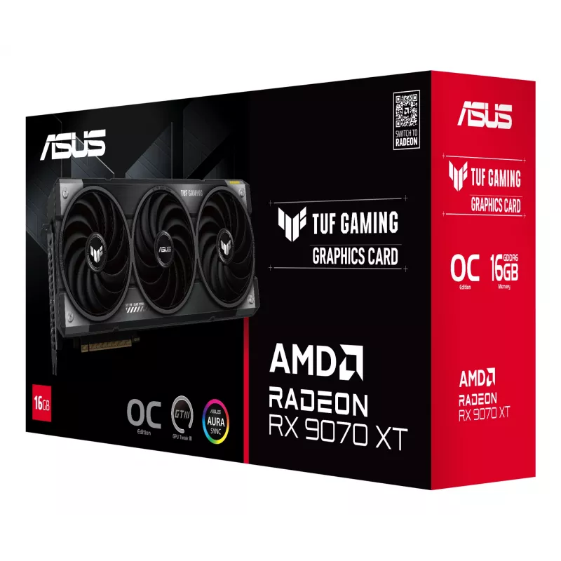 Karta graficzna ASUS Radeon RX 9070 XT, 16 GB GDDR6, PCIe 5.0, 256-bit, 3060 MHz boost