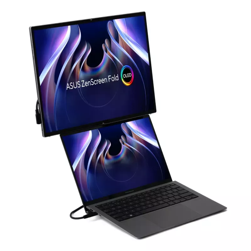 ASUS ZenScreen Fold OLED MQ17QH monitor komputerowy 43,9 cm (17,3 inch) 2560 x 1920 pikseli Quad HD Srebrny