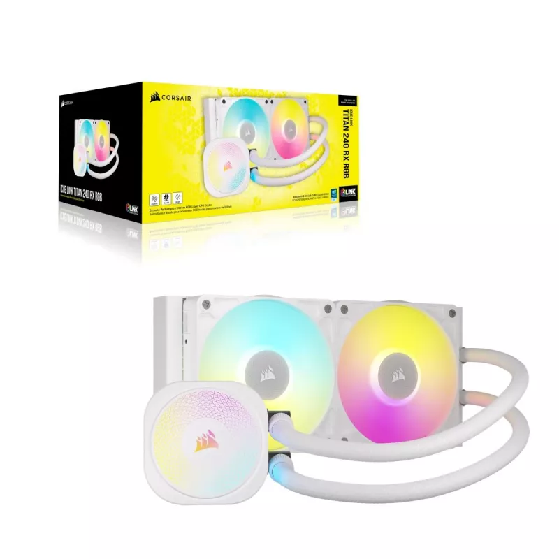 Chłodzenie procesora CORSAIR - Icue Link Titan 240 Rx RGB Aio chłodzenie cieczą - białe