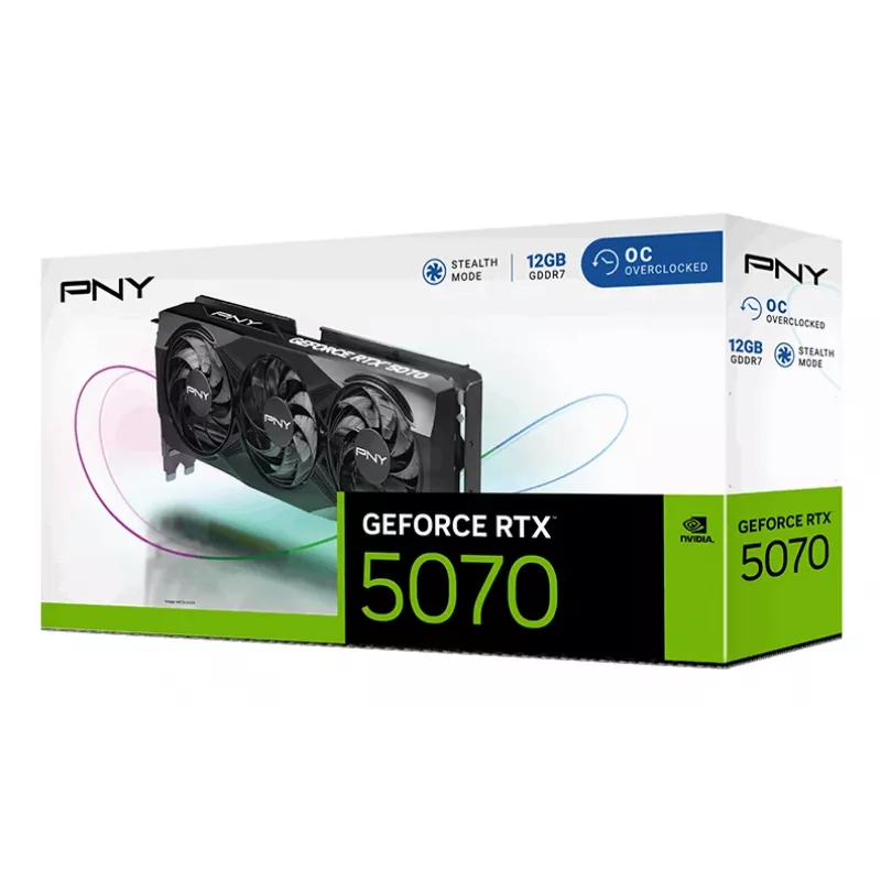 PNY GeForce RTX 5070 12 GB OC Triple Fan - 12 GB GDDR7 - DisplayPort 2.1b / HDMI 2.1b