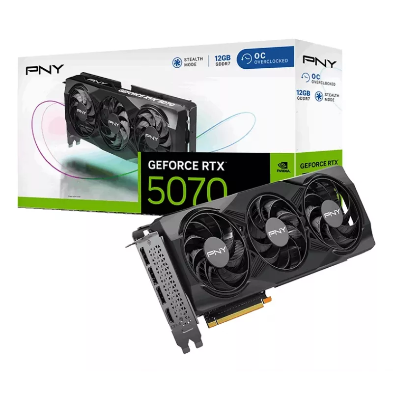 PNY GeForce RTX 5070 12 GB OC Triple Fan - 12 GB GDDR7 - DisplayPort 2.1b / HDMI 2.1b