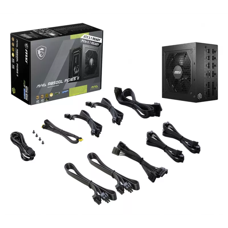 Zasilacz MSI MAG A850GL PCIE5 II 850 W 20+4 pin ATX ATX Czarny