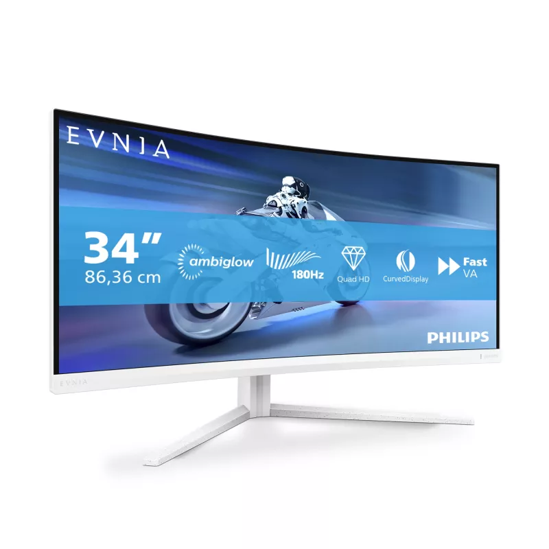 Philips Evnia 5000 34M2C5501A/00 monitor komputerowy 86,4 cm (34 cale) 3440 x 1440 pikseli Wide Quad HD LCD Biały