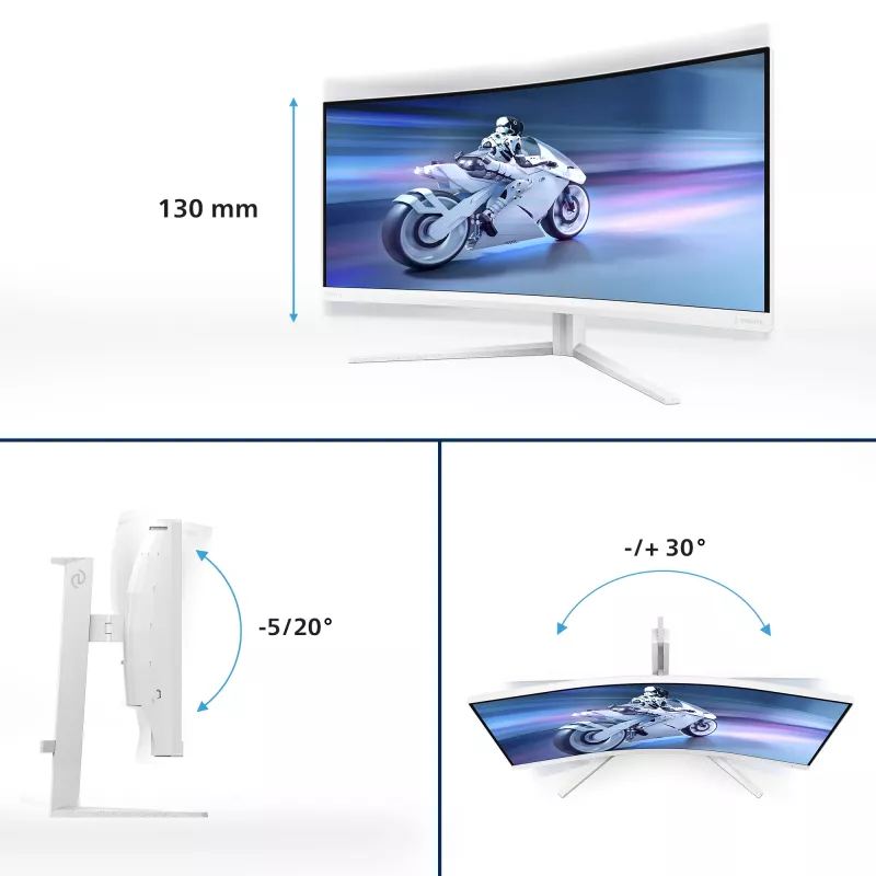 Philips Evnia 5000 34M2C5501A/00 monitor komputerowy 86,4 cm (34 cale) 3440 x 1440 pikseli Wide Quad HD LCD Biały
