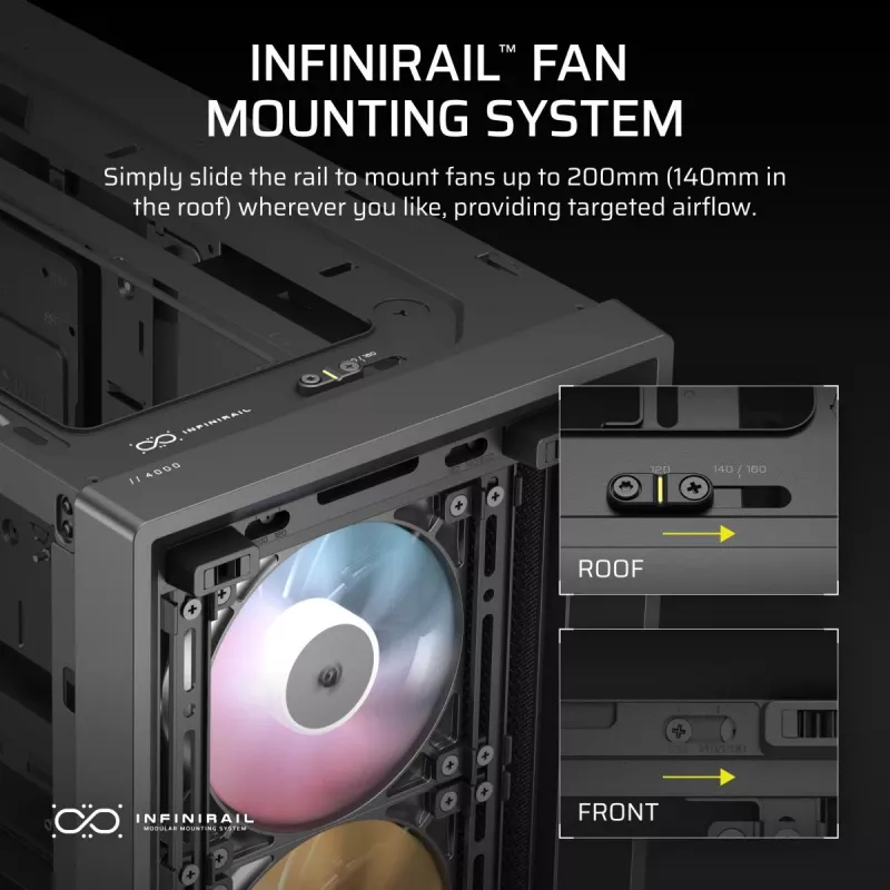 Obudowa PC CORSAIR FRAME 4000D RS ARGB Midi Tower Czarna — ATX/Micro-ATX/Mini-ITX, szkło hartowane, wentylatory ARGB, GPU do 370 mm
