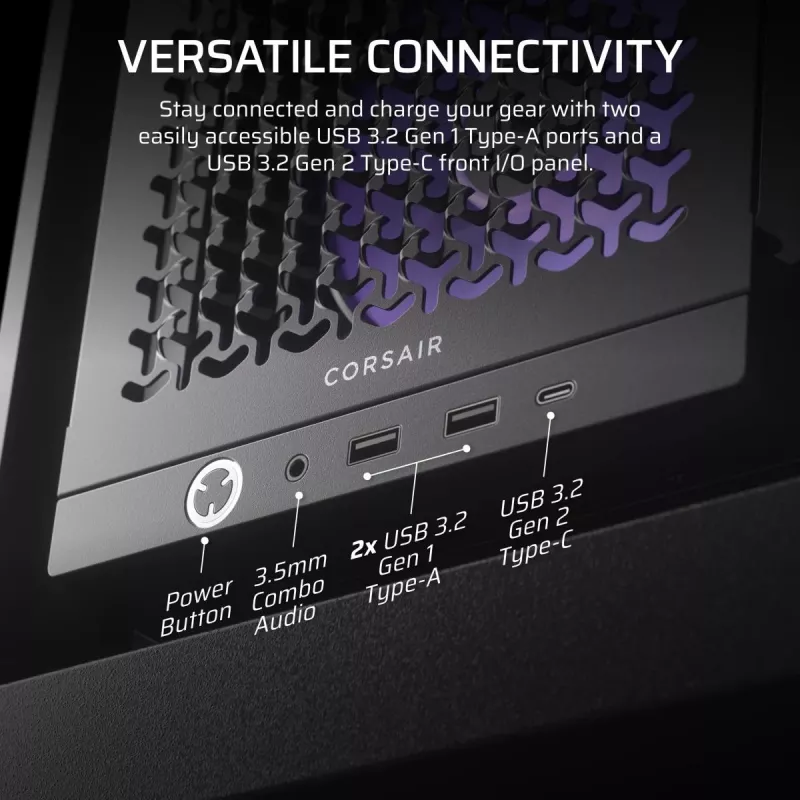 Obudowa PC CORSAIR FRAME 4000D RS ARGB Midi Tower Czarna — ATX/Micro-ATX/Mini-ITX, szkło hartowane, wentylatory ARGB, GPU do 370 mm