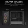 Obudowa PC CORSAIR FRAME 4000D RS ARGB Midi Tower Czarna — ATX/Micro-ATX/Mini-ITX, szkło hartowane, wentylatory ARGB, GPU do 370 mm