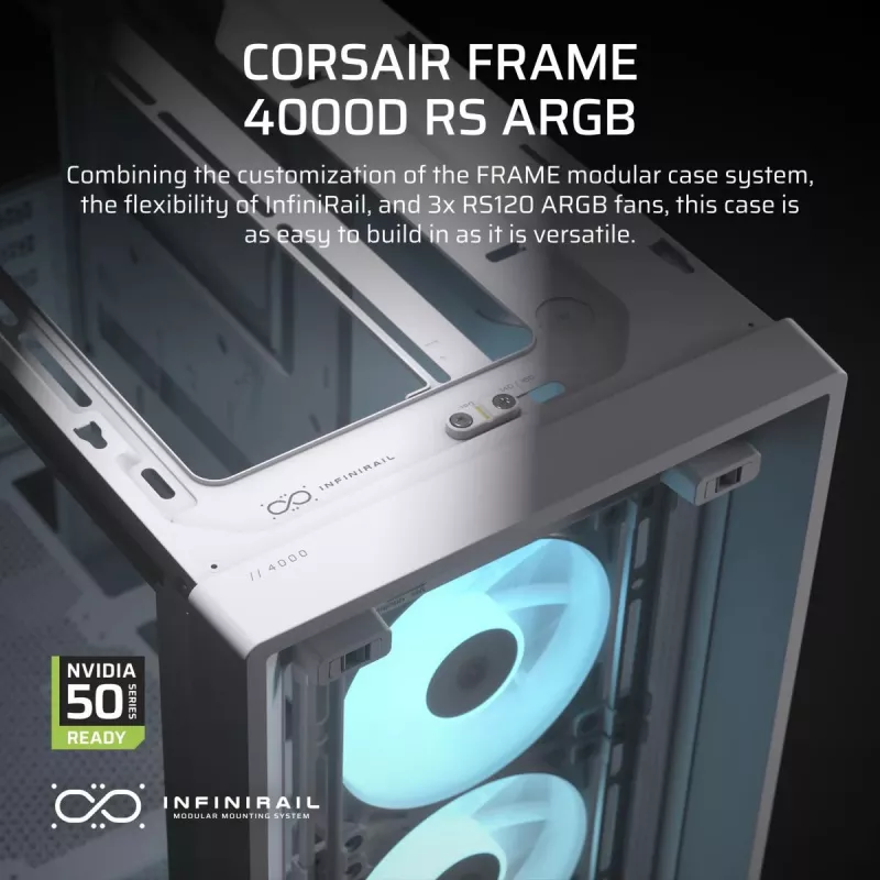 CORSAIR Mid-tower - Obudowa Midi Frame 4000d Rs ArGB Biała