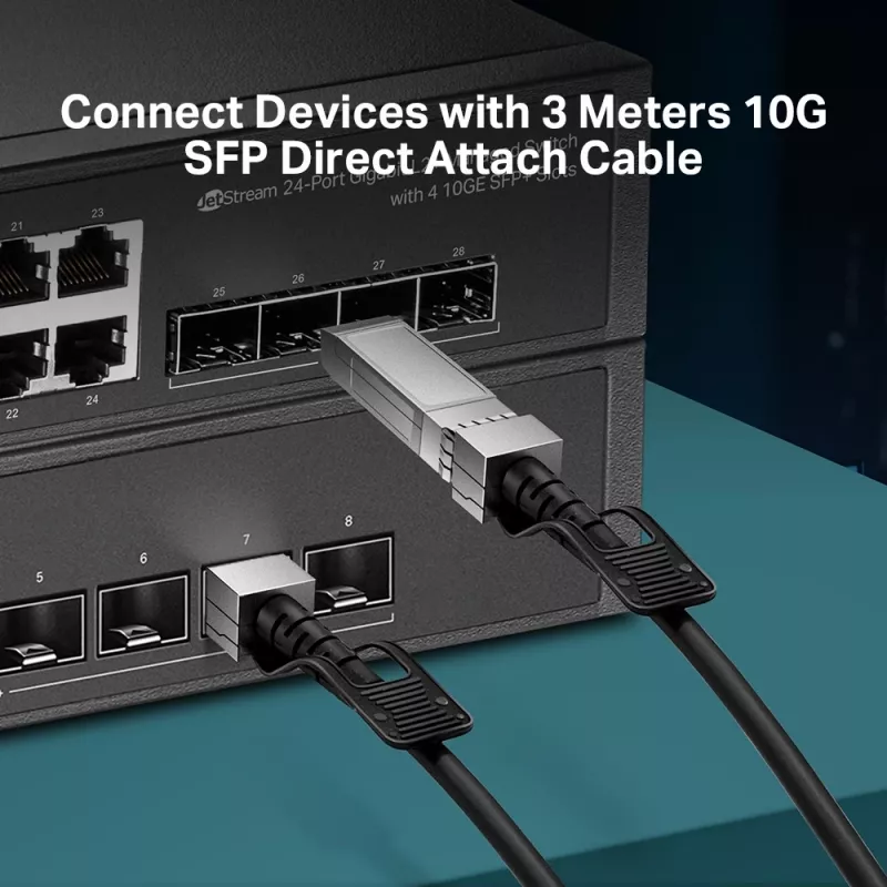 Kabel bezpośredniego połączenia TP-Link 3 metry 10G SFP+, 3 m, DAC, SFP+, SFP+