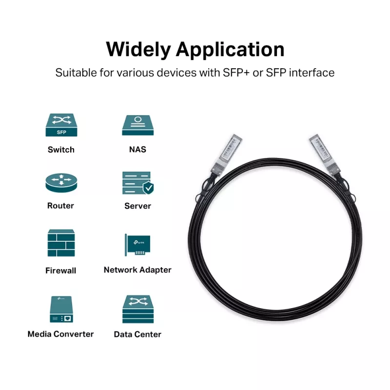 Kabel bezpośredniego połączenia TP-Link 3 metry 10G SFP+, 3 m, DAC, SFP+, SFP+