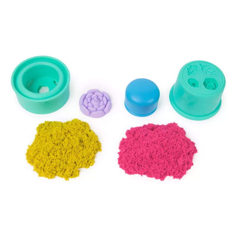 Kinetic Sand, SquishBlossom Kwitnący Kwiat, Zestaw na Wielkanocny Koszyczek, Zawiera 226 g Żółtego i Różowego Formowalnego Piasku Kinetic Sand, Doniczka i Formy, Zabawki Sensoryczne dla Dzieci
