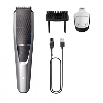 Trymer do brody Philips BEARDTRIMMER Seria 3000 BT3239/15, 0,5 mm–10 mm, 20 stopni długości, ładowanie USB, czarny/srebrny