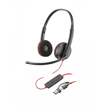 HP Poly Czarnywire 3210 monofoniczny zestaw słuchawkowy USB-C +przejściówka USB-C/A (Bulk)