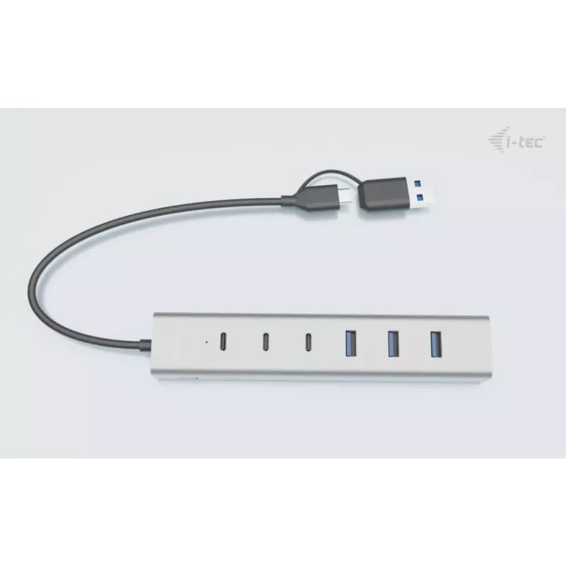 i-tec USB-C/USB-A Ładowalny Hub Metalowy 7 portów (3x USB-C, 4x USB-A)