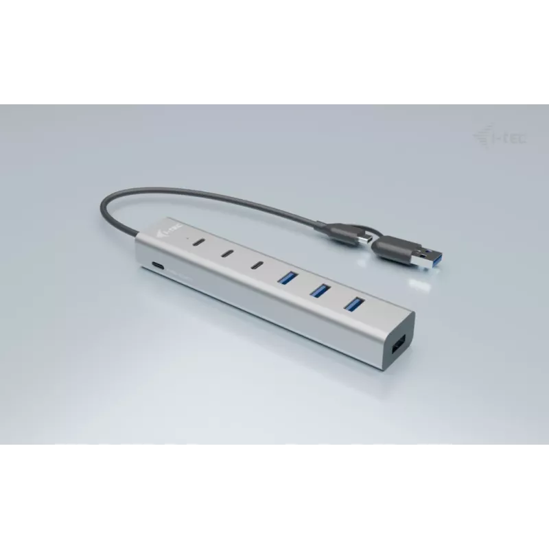 i-tec USB-C/USB-A Ładowalny Hub Metalowy 7 portów (3x USB-C, 4x USB-A)