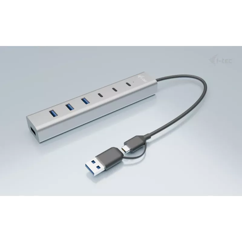 i-tec USB-C/USB-A Ładowalny Hub Metalowy 7 portów (3x USB-C, 4x USB-A)