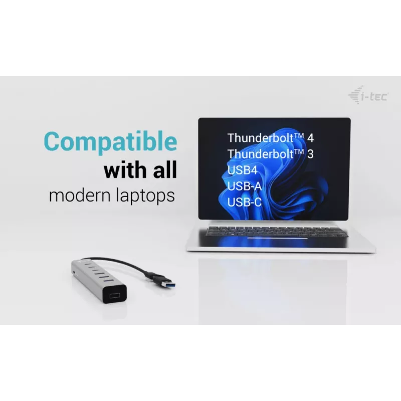 i-tec USB-C/USB-A Ładowalny Hub Metalowy 7 portów (3x USB-C, 4x USB-A)