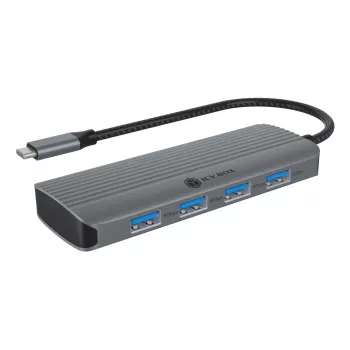 ICY BOX IB-DK4022a-CPD Przewodowy USB 3.2 Gen 1 (3.1 Gen 1) Type-C Aluminium, Srebrny