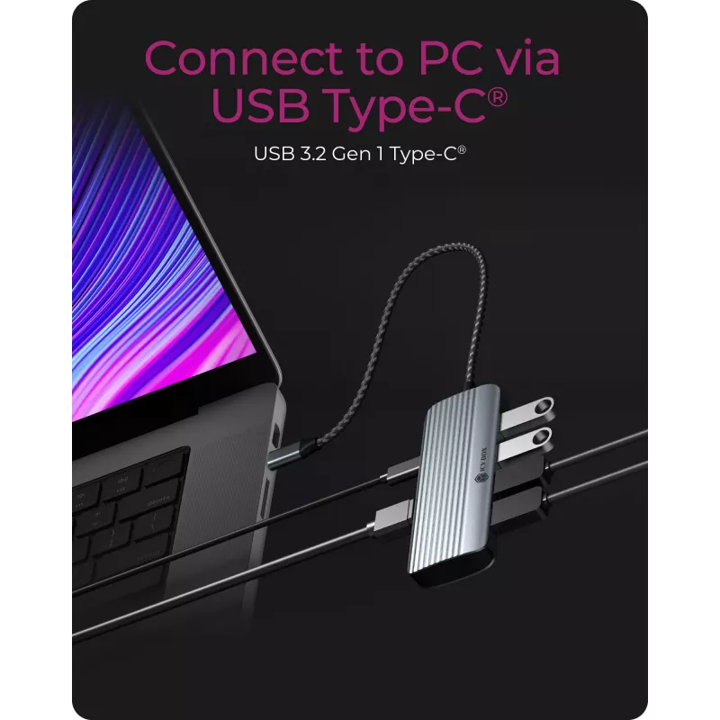 ICY BOX IB-DK4022a-CPD Przewodowy USB 3.2 Gen 1 (3.1 Gen 1) Type-C Aluminium, Srebrny