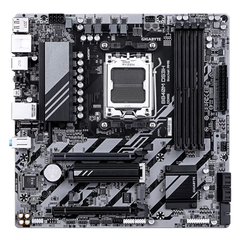 Płyta główna GIGABYTE B840M DS3H - procesory AMD Ryzen 9000, 8+2+2 fazy VRM, do 8200MHz DDR5, 2xPCIe 4.0 M.2, 2.5GbE LAN, USB 3.2 Gen 1