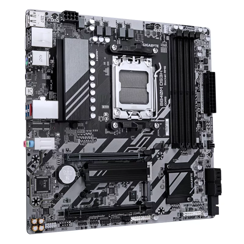 Płyta główna GIGABYTE B840M DS3H - procesory AMD Ryzen 9000, 8+2+2 fazy VRM, do 8200MHz DDR5, 2xPCIe 4.0 M.2, 2.5GbE LAN, USB 3.2 Gen 1